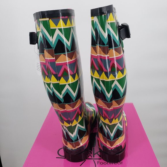 Corkys Chevron Multi Color Rubber Boots Wellies - Picture 5 of 9